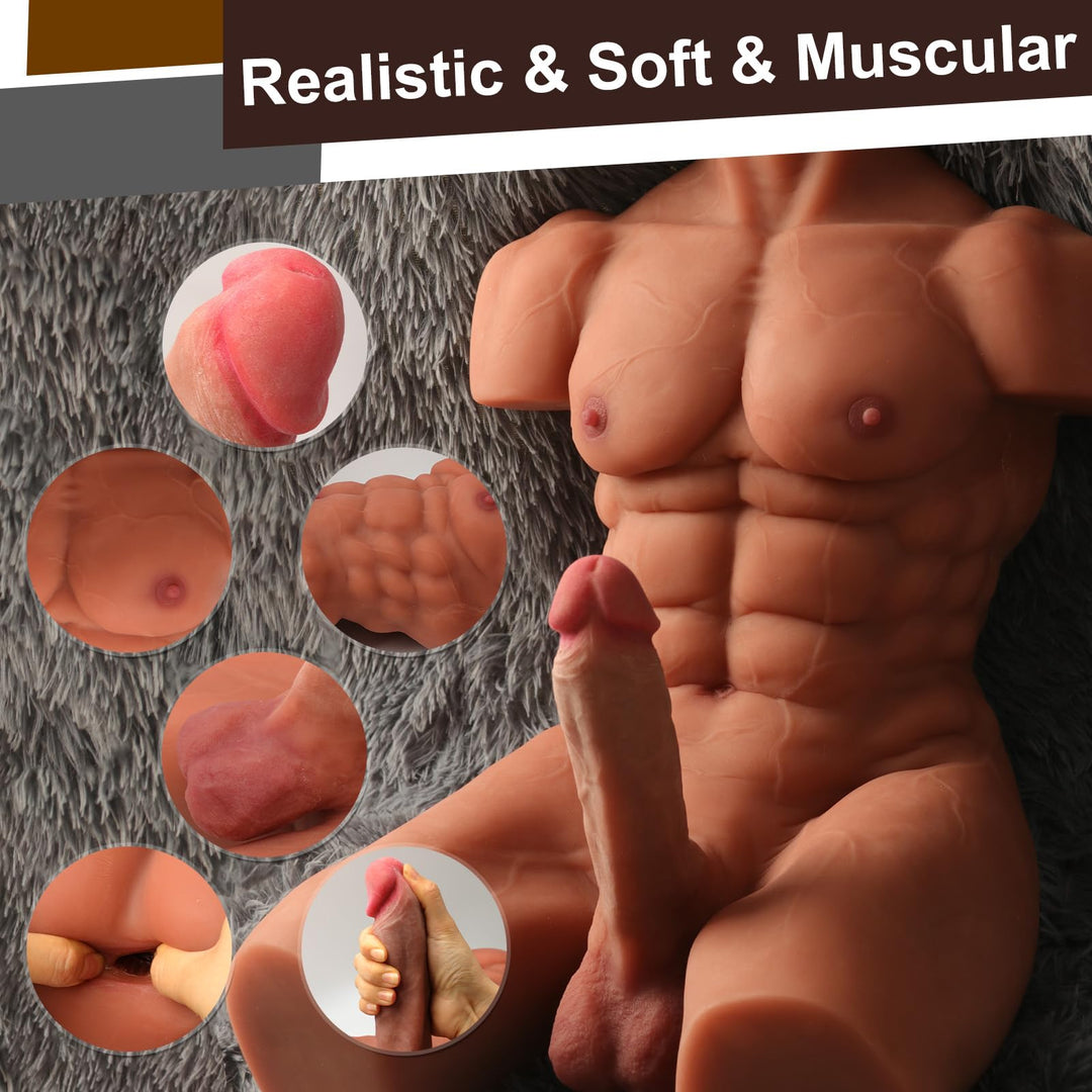 Male Sex Doll Torso with 8" Flexible Dildo and Anus - 26 LB Spartan Lover