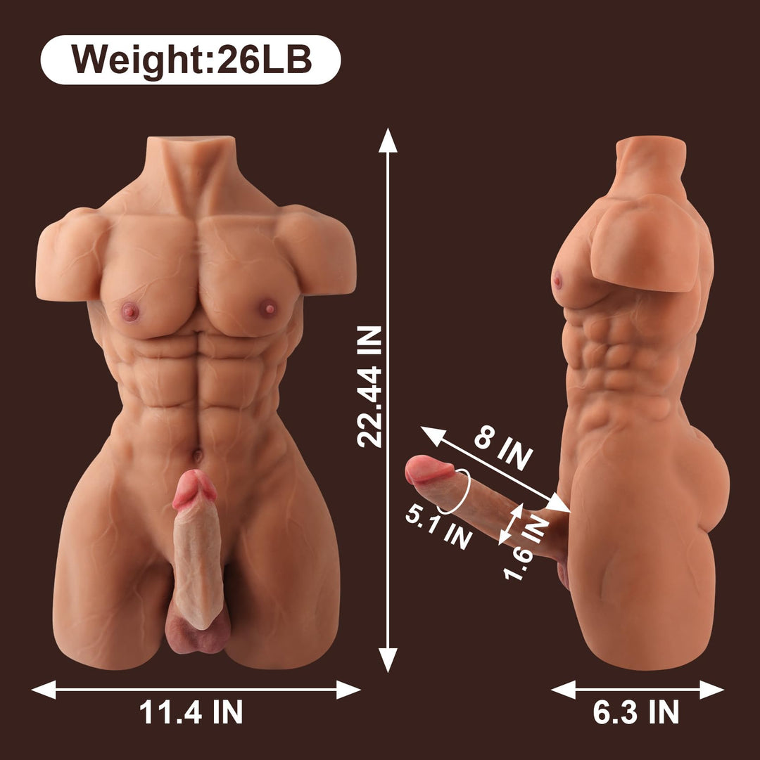 Male Sex Doll Torso with 8" Flexible Dildo and Anus - 26 LB Spartan Lover Male Sex Doll Torso with 8" Flexible Dildo and Anus - 26 LB Spartan Lover