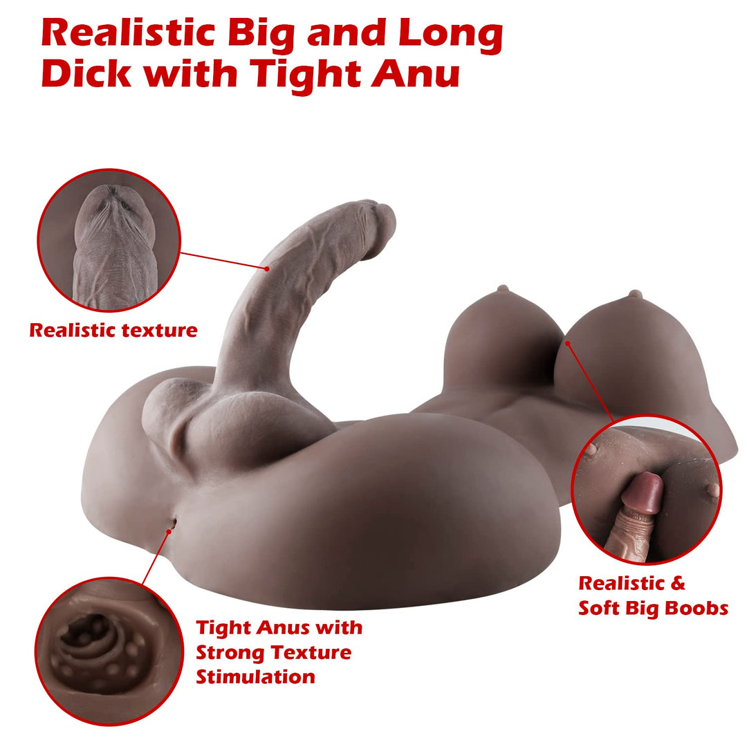 Trans Sex Doll Torso with 7" Penis and Anus - Black - 18 LB Spartan Lover Trans Sex Doll Torso with 7" Penis and Anus - Black - 18 LB Spartan Lover