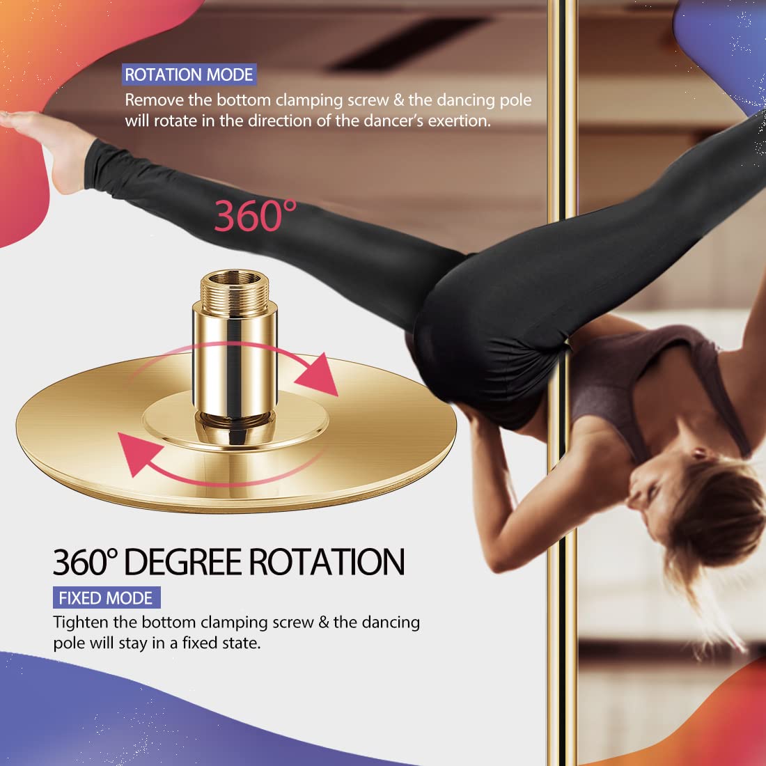 Professional Spinning Dancing Pole, 45mm Portable Dance Pole for Home ...